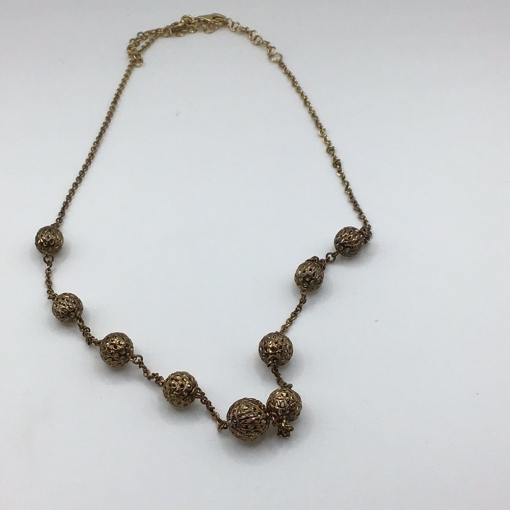 16+2", vermeil gold Sterling silver necklace, 925 circle chain w/ filigree bead